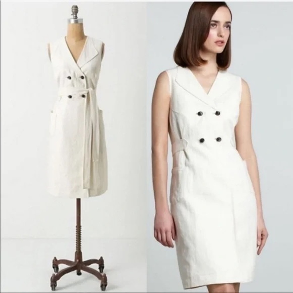 Koto Bofolo Anthropologie Linen Shirt Dress  Size 00 (a4